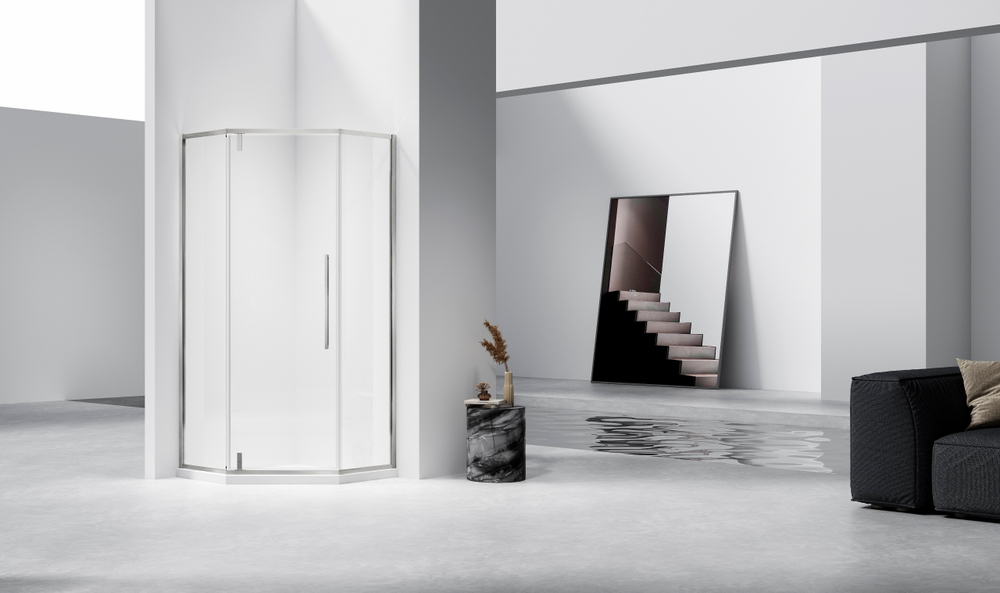 Душевой уголок Слим-Н (Slim-N) Vincea VSP-4SN100CLBN, 1000*1000, брашированный никель, стекло прозрачное