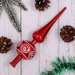 Верхушка на ёлку 23 см «Вензель», Красный/белый