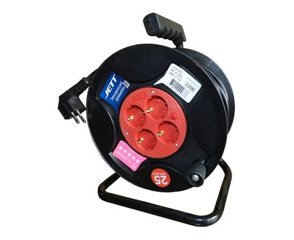 Удлинитель силовой на пластиковой катушке, 4 гнезда, 30м, КГ (2х1,5)