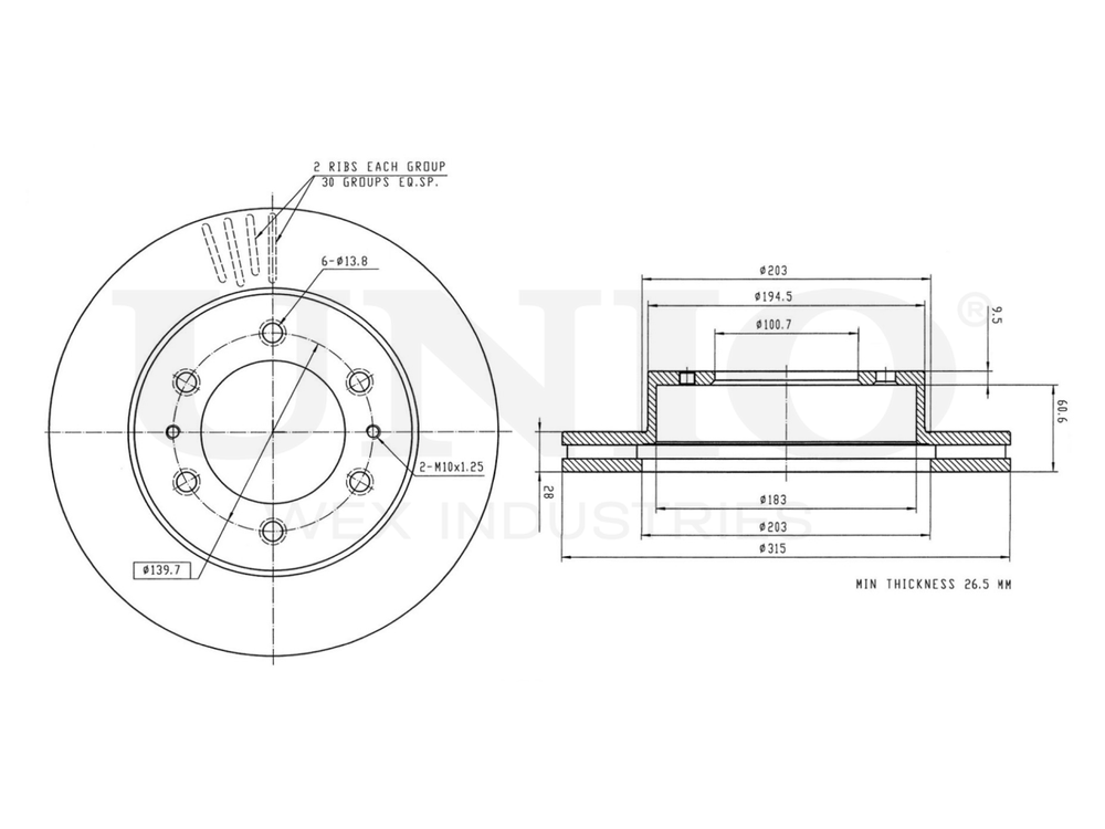 Диск тормозной передний UNIO BRD-20417