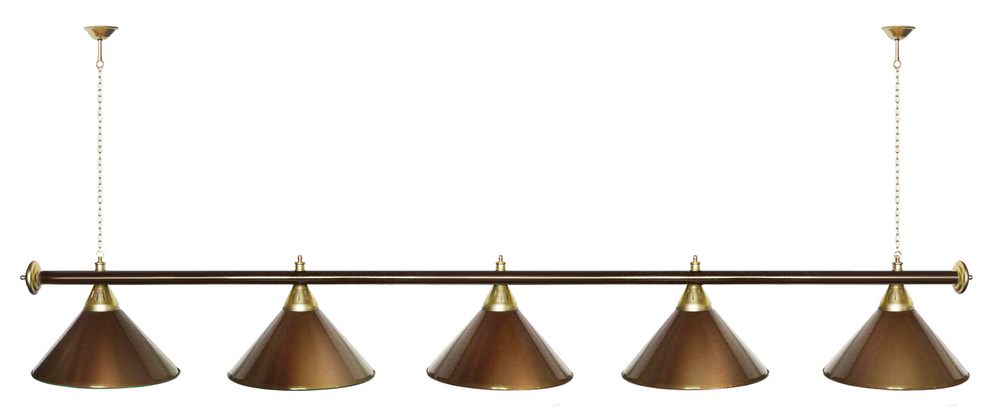 Лампа STARTBILLIARDS 5 пл. (плафоны зеленые,штанга золотая,фурнитура золото)