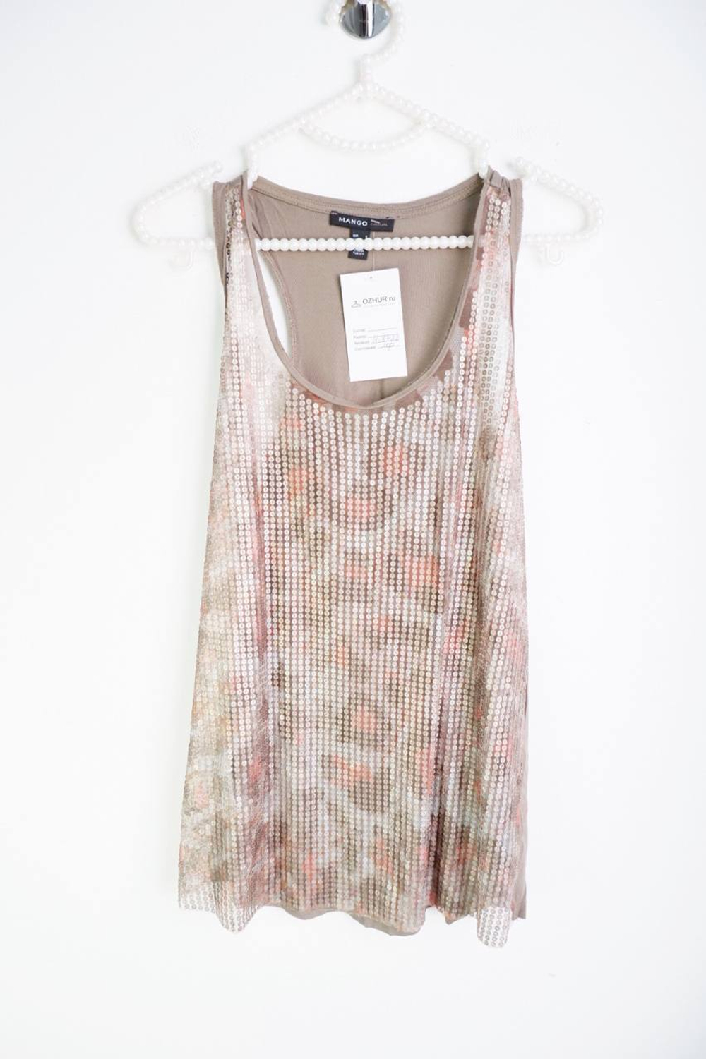 Топ Mango с пайетками, маркировка S, визуально на 44 размер