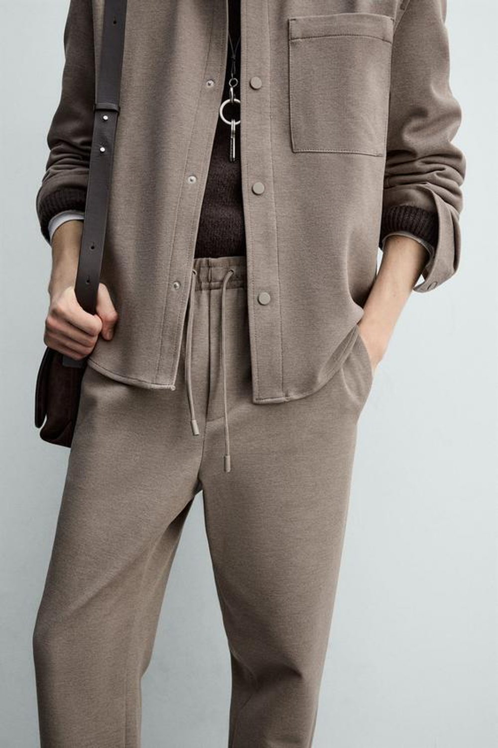 ZARA БРЮКИ-ДЖОГГЕРЫ NON IRON КОМФОРТНОЙ ПОСАДКИ, РЫЖЕВАТО-КОРИЧНЕВЫЙ МЕЛАНЖ