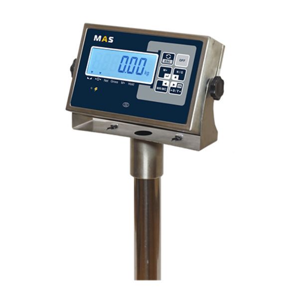 Весы товарные напольные MAS ProMAS PM1H-500 6080, LCD, АКБ, RS232, 500кг, 200гр, 800*600, пыле-влагостойкие IP65, с поверкой, съемная стойка