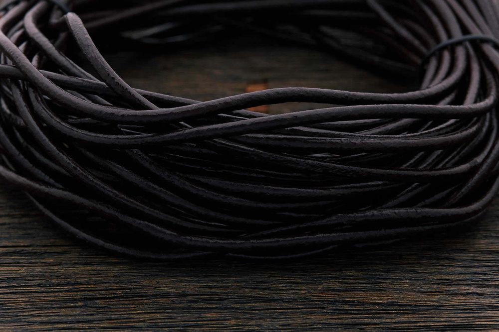 Кожаный шнурок 3мм (тёмно-коричневый), 1 метр