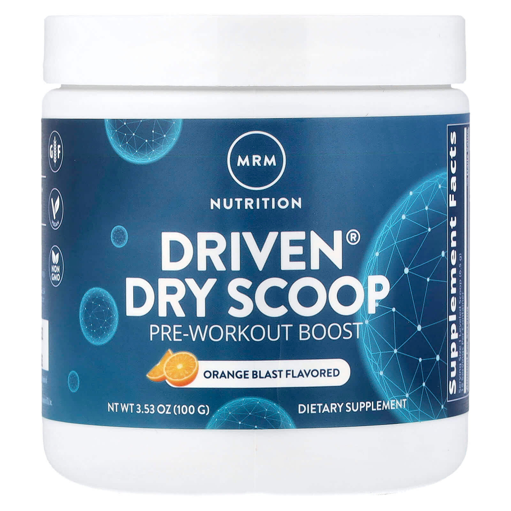MRM Nutrition, Driven®, мерная ложка сухой добавки, предтренировочный комплекс, со вкусом апельсина, 100 г (3,53 унции)