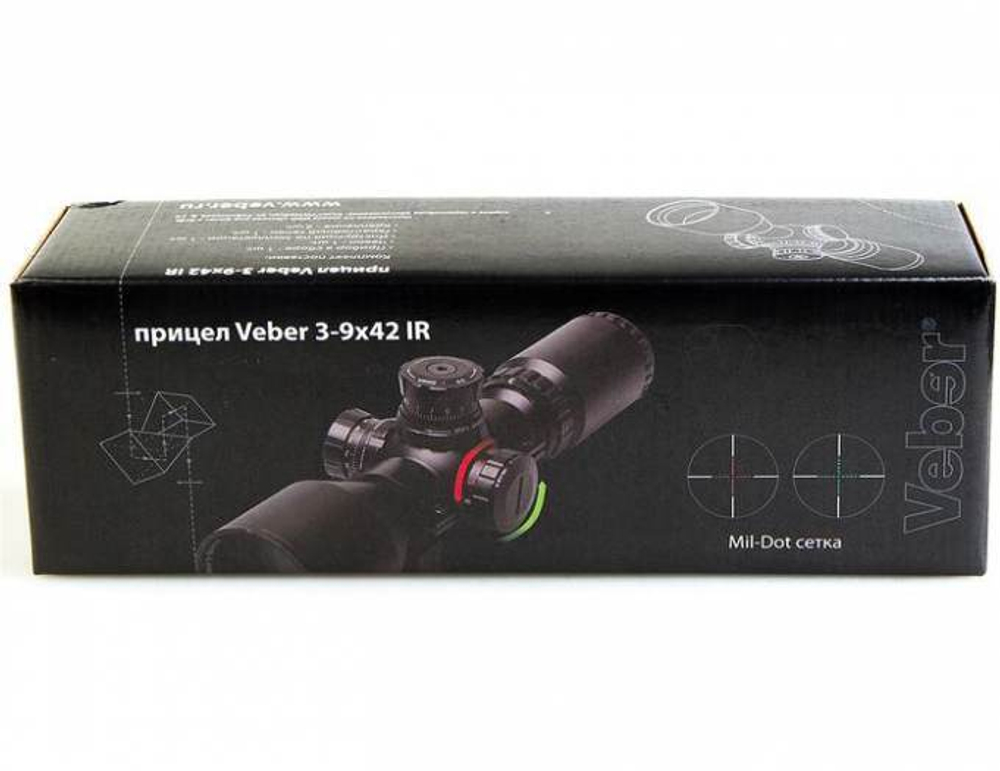 Прицел оптический  Veber ПО 3-9x42 IR MIL-DOT, подсветка