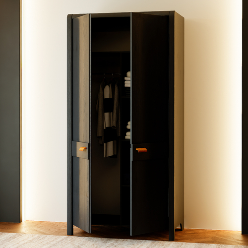 Шкаф для одежды деревянный 2 двери Мадейра 104х59х211 см из массива сосны, с полками и штангой