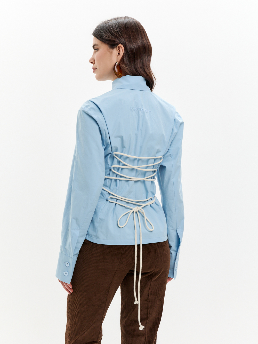 Рубашка приталенная REBEL голубая