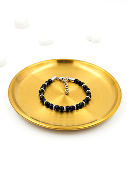 Браслет мужской из натурального чёрного агата