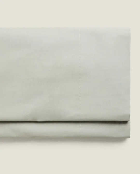 ZARA HOME (200 НИТЕЙ) ПРОСТЫНЯ ИЗ ХЛОПКА ПЕРКАЛЬ, СВЕТЛО-ЗЕЛЕНЫЙ