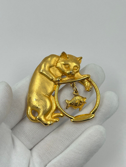 Брошь Кот с рыбкой JJ