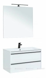 Тумба с раковиной Aquanet Lino 90 белая матовая