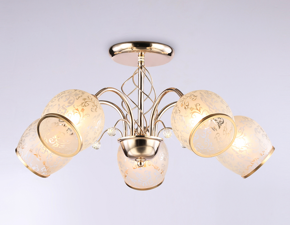 Подвесная люстра TR3189/5 GD/CL/FR золото/прозрачный/белый матовый E27/5 max 40W D600*285