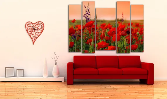 Модульная картина "Маки в поле"