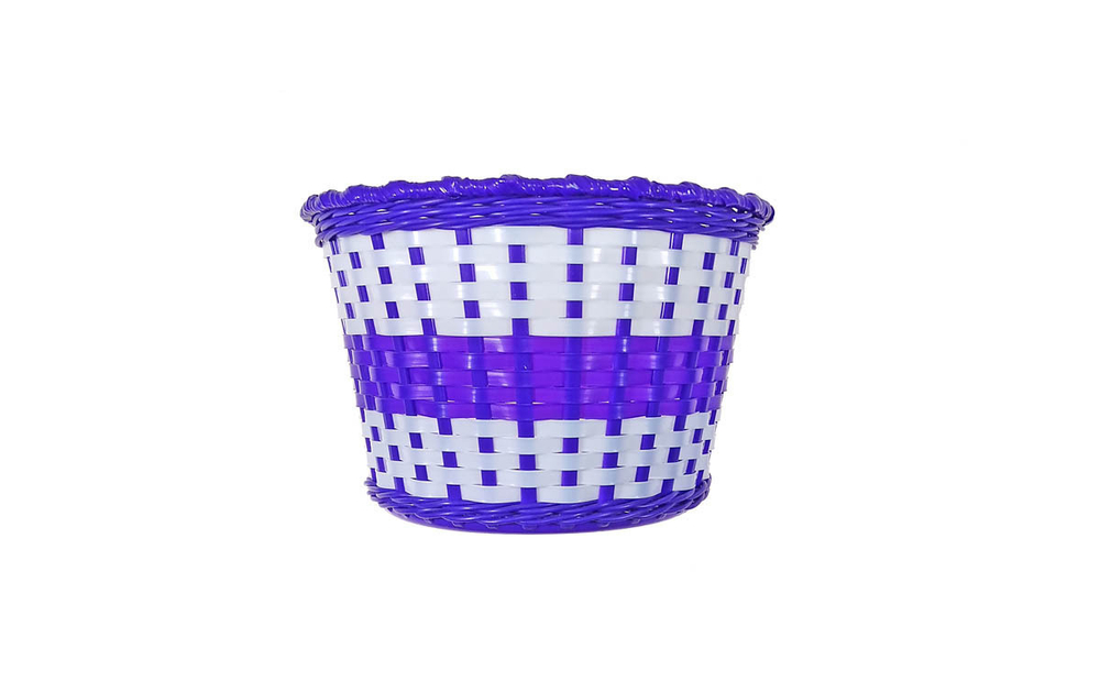 Корзина TRIX для детского велосипеда 12"-16", крепление на руль, 235x165x155мм, пласт., бело-фиолетовая