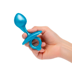 Голубая анальная пробка для массажа простаты 10,7см b-Vibe Bulb Silicone Prostate Plug BV-078