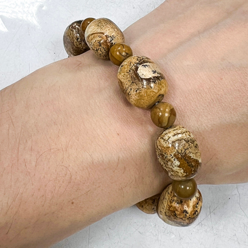 Браслет на резинке Яшма Песочная, 18 см