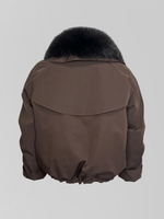 Куртка-парка на молнии с меховым воротником и кулиской внизу