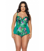 Совместный купальник с растительным принтом по центру Paradise (Размер: 70H) (Цвет: бирюзовый)