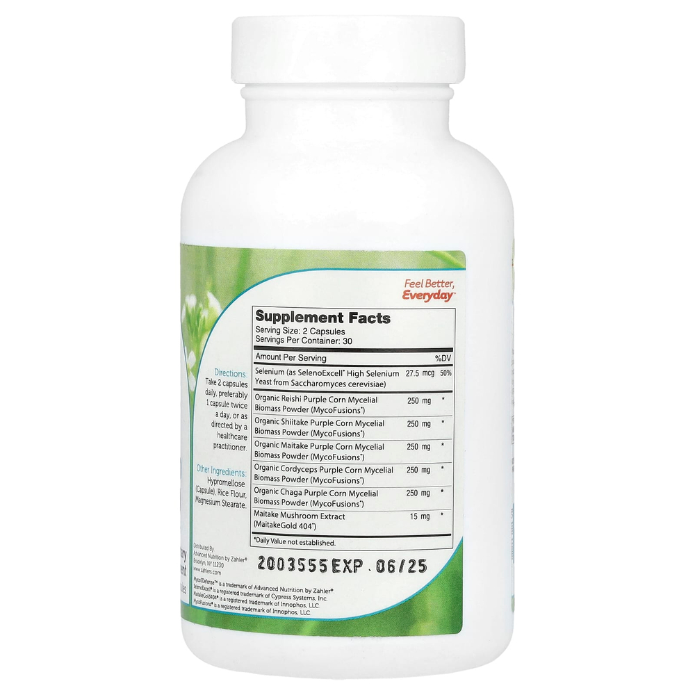 Zahler, Myco5Defense ™, смесь органических грибов, 60 капсул