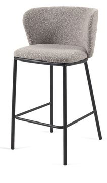 Полубарный стул Ciselia из серой ткани букле и черного металла 65 см