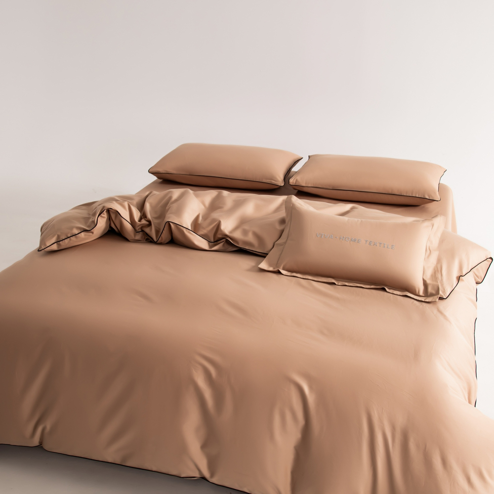 КПБ Однотонный Сатин Элитный на резинке OCER015, 2 спальный, 4 наволочки, простынь 160*200*30
