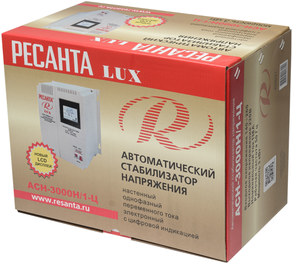 Стабилизатор напряжения серии LUX РЕСАНТА АСН-3000Н/1-Ц