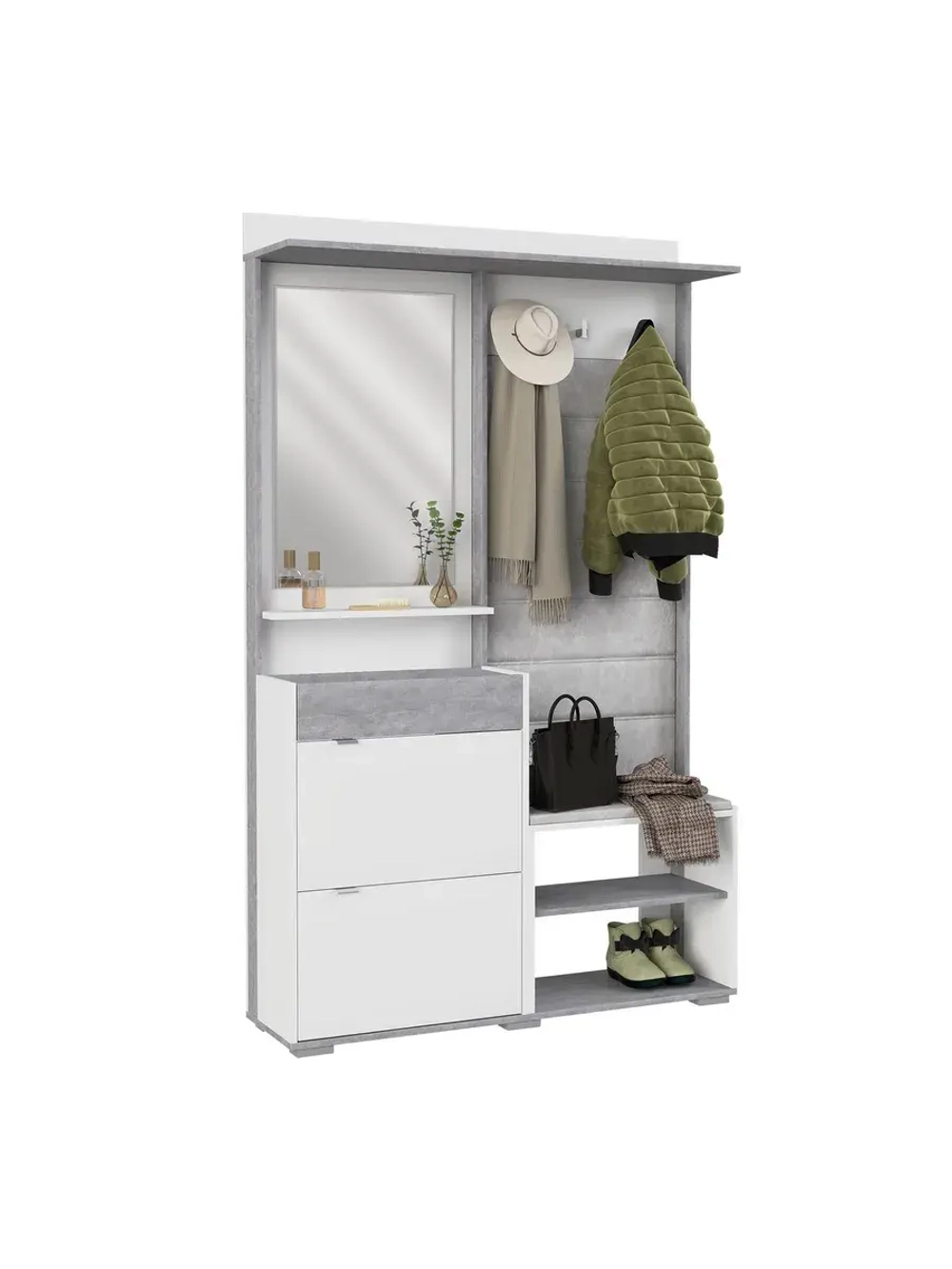 Прихожая с зеркалом Белое сияние 120х32х196