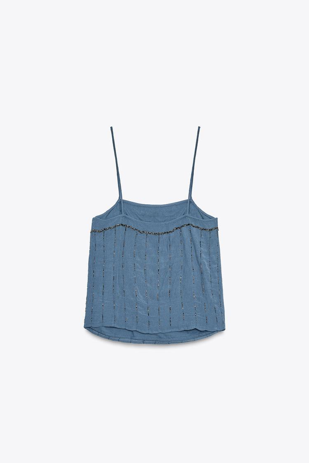 ZARA КОМБИНИРОВАННЫЙ ТОП ИЗ НА БРЕТЕЛЯХ, СИНИЙ