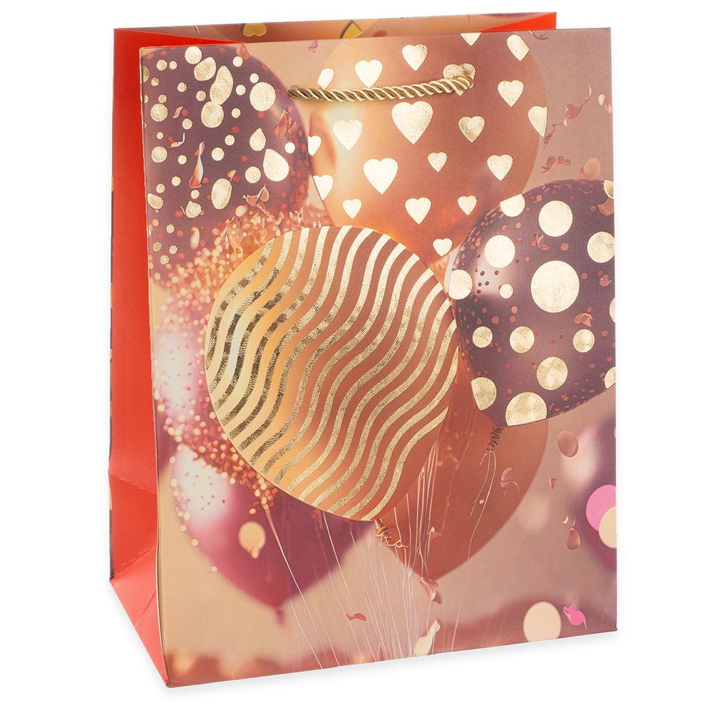 Пакет подарочный, Невероятные шарики, Дизайн №2, Золото, Металлик, 32*26*10 см, 1 шт.