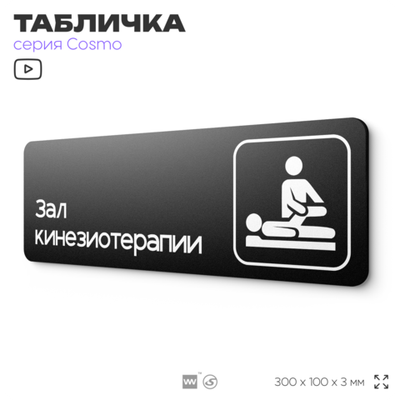Табличка Зал кинезиотерапии, 30х10 см, для больницы, поликлиники, медучреждения, серия COSMO, Айдентика Технолоджи