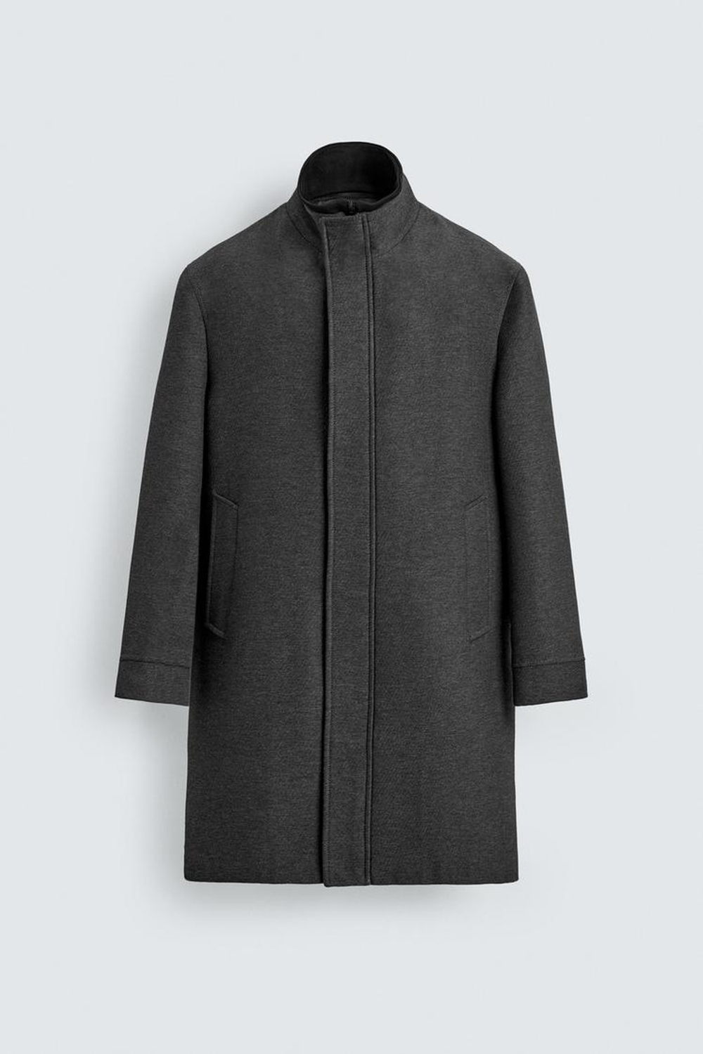 ZARA ПАЛЬТО СО СЪЕМНЫМ ВОРОТНИКОМ, АНТРАЦИТОВО-СЕРЫЙ