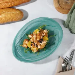 Салатник 400 мл 24*17 см h2 см овальный Green Sky матовое стекло P.L. Proff Cuisine [6]