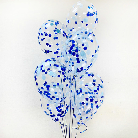 Воздушные шары с голубым конфетти