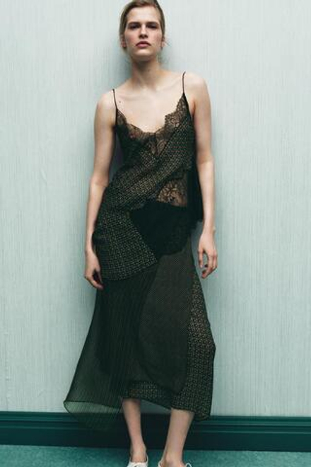 ZARA ЮБКА ПАРЕО ИЗ ВИСКОЗЫ 100%, ЗЕЛЕНЫЙ