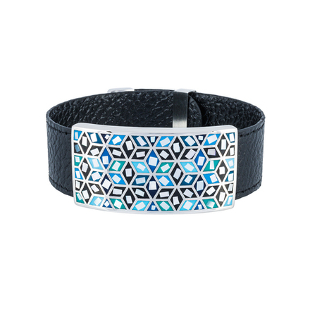 Браслет Fiore Luna на черном кожаном ремешке CB13209-3