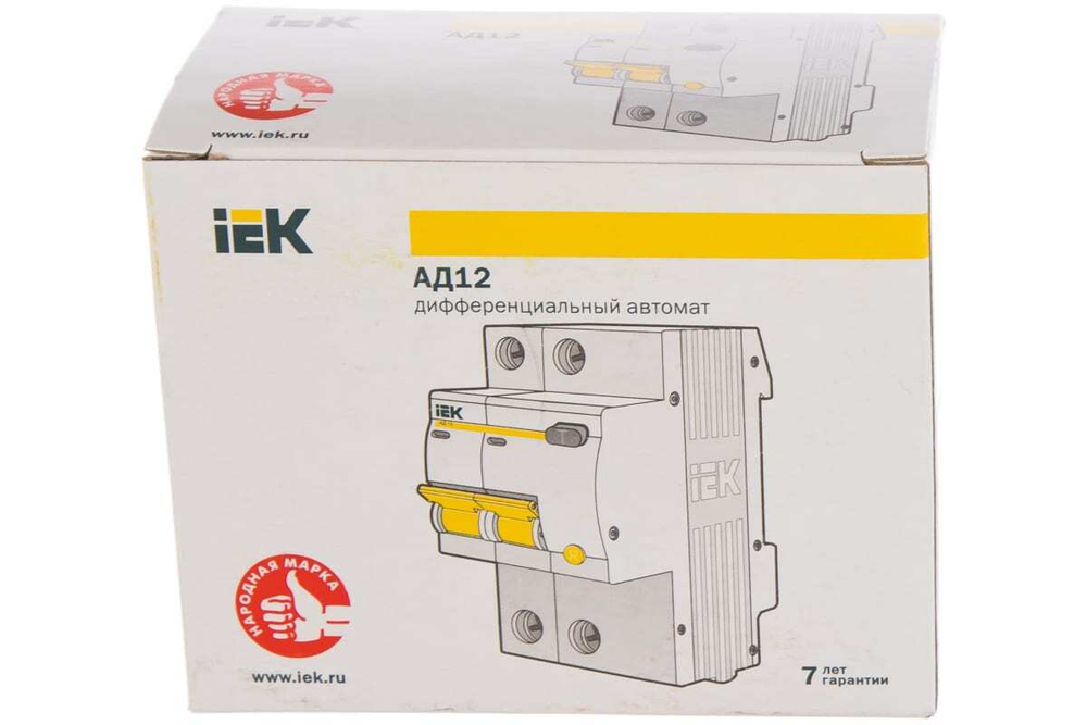 Дифференциальный автоматический выключатель АД12 2Р 25А 30мА IEK