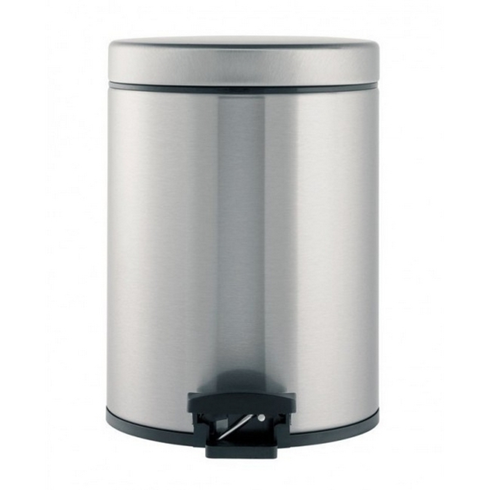 Ведро для мусора Brabantia матовая сталь с защитой от тотпечатков пальцев 5л вид спереди