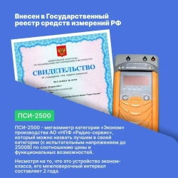 Мегаомметр ПСИ-2500 с поверкой Радио-Сервис