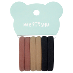 Резинки для волос MESHU "Essence thin", горчичные, каштановые, черные, 6шт., диаметр 4см, европодвес MS_60538