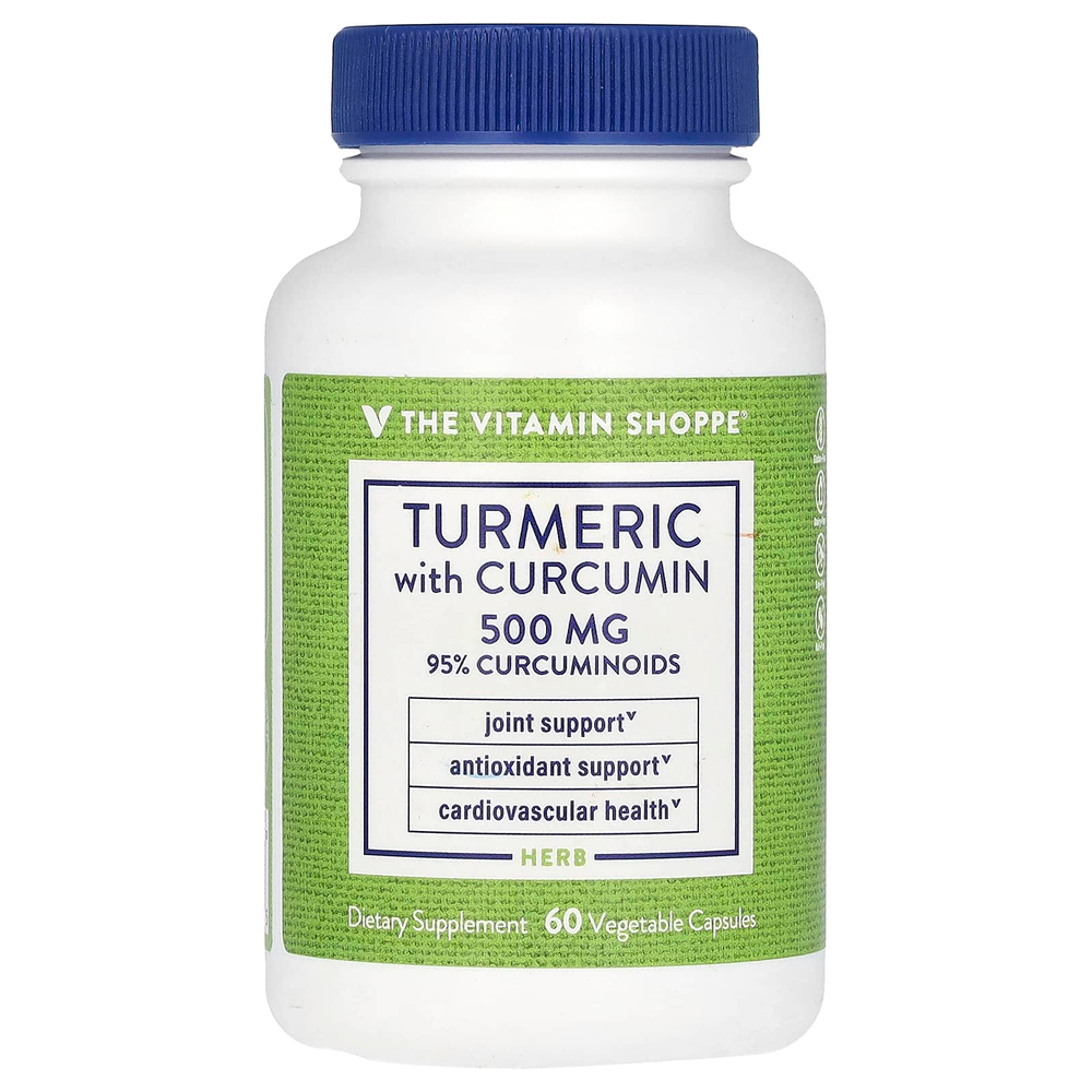 The Vitamin Shoppe, куркума с куркумином, 500 мг, 60 растительных капсул