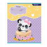 Тетрадь 12л., линия, Alingar, скрепка, блок офсет, 100% белизна, мелованный картон (стандарт), "Милая панда"