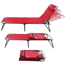 Шезлонг складной с подголовником (670х1930мм) FORCEKRAFT FK-8009C