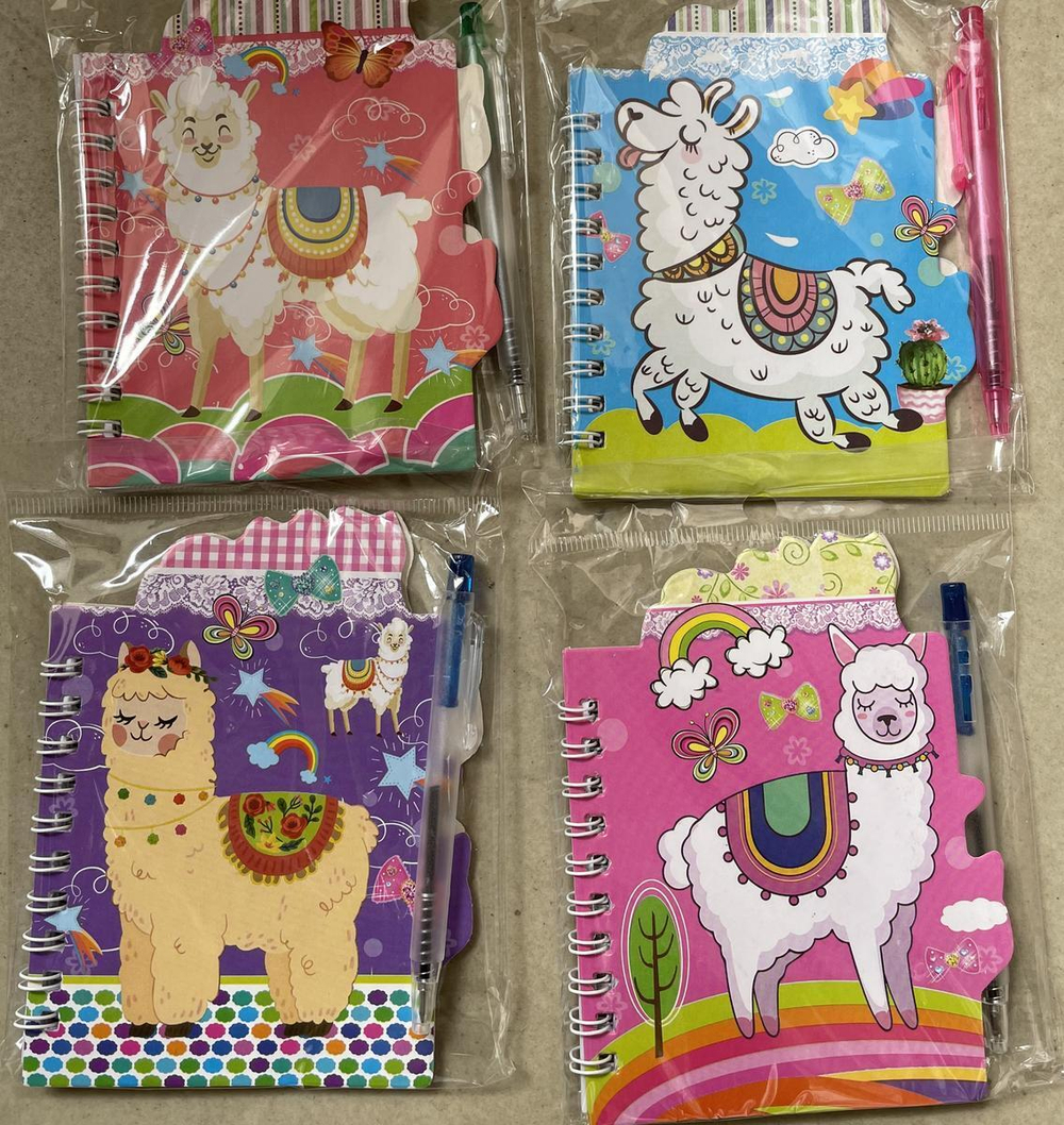 Блокнот на спирали "Лама 2", линия, 12*5*10,5 см, с ручкой