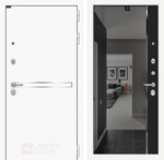 Дверь Входная Лабиринт Лайн WHITE С зеркалом Панорама с тонировкой Черный кварц