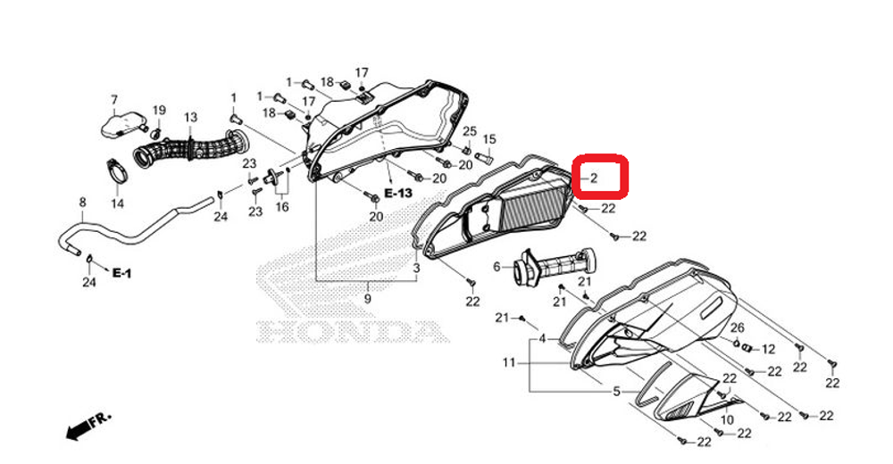 17210-K1Z-T00. ELEMENT COMP., AIR CLEANER. Air Filter Honda PCX160 2021-UP