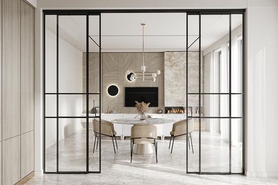 Алюминиевая стеклянная перегородка Классическая №3 чёрный матовый