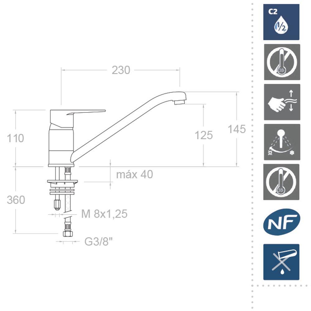 Смеситель для кухни TITANIUM 1809