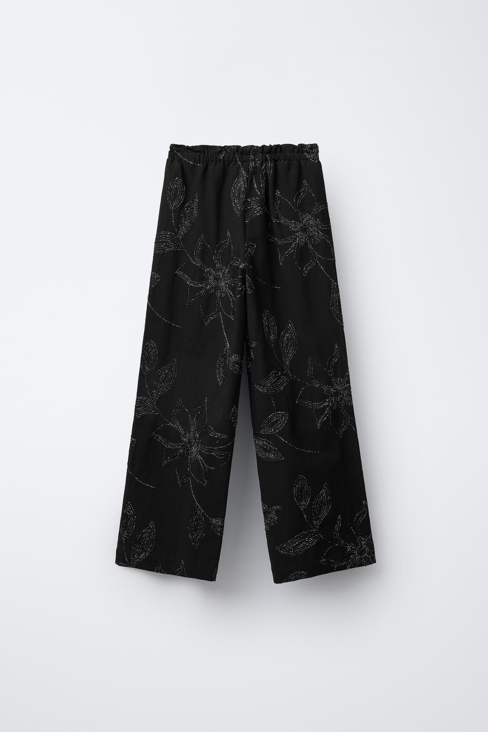 ZARA БРЮКИ С ВЫШИВКОЙ, ЧЕРНЫЙ